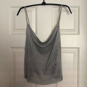 Metallic Cowl Neck Top